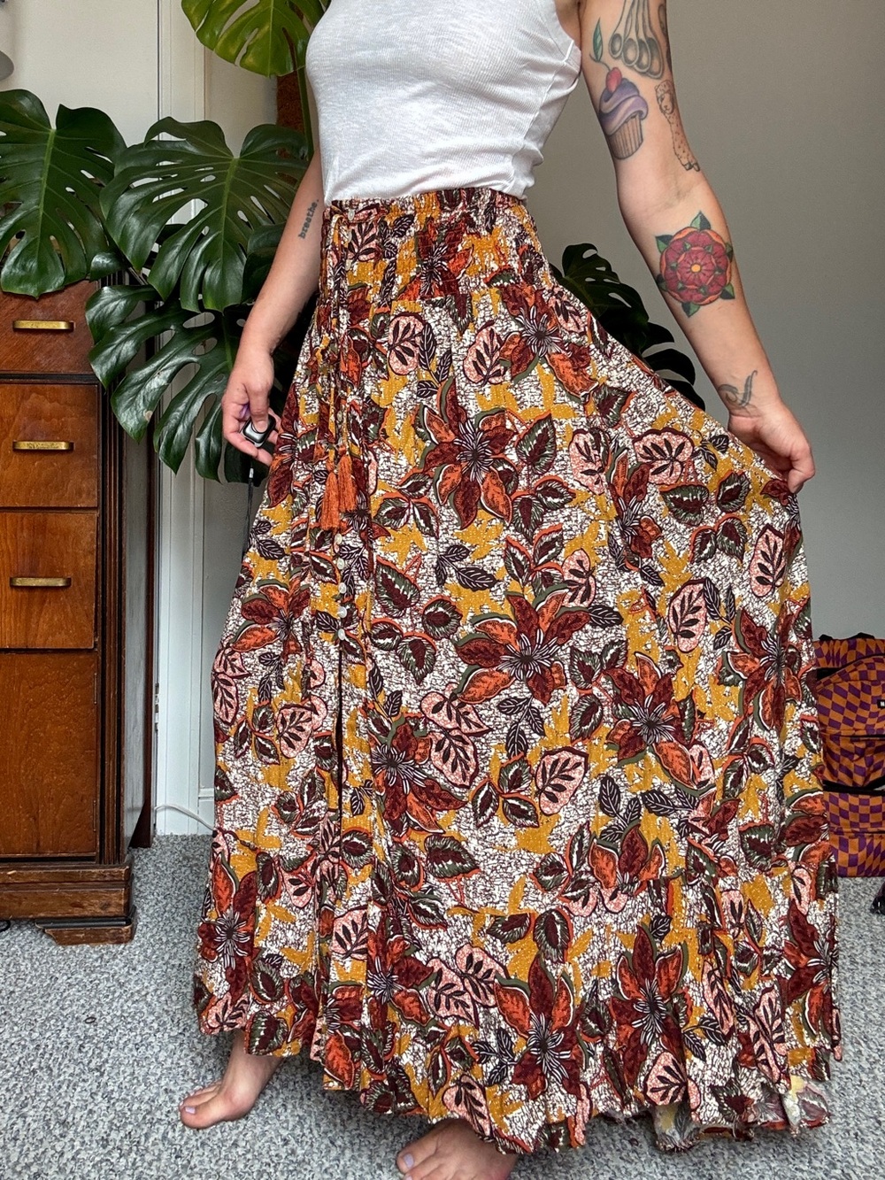 Rachel Zoe Bohemian Floral Maxi Skirt never worn